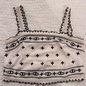 Abercrombie White & Black Cropped Tie Tank- Small